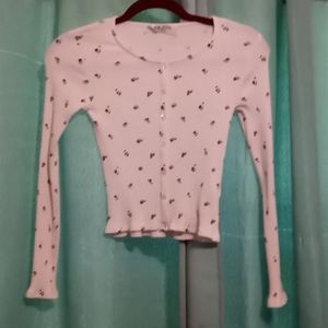 White with blue flowers dress shirt